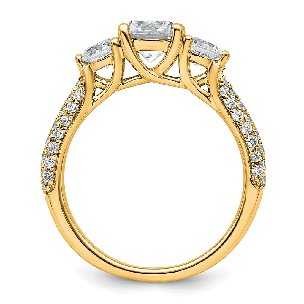 14k 1 3/4 carat Certified Lab Grown Diamond VS+ F+ Complete Round Three Stone Engagement Ring