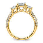 14k 1 3/4 carat Certified Lab Grown Diamond VS+ F+ Complete Round Three Stone Engagement Ring