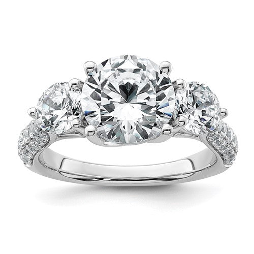 Three-Stone Lab-Grown Diamond Engagement Ring in 14K White Gold (3 7/8 ct. tw.), Size 7 - Sophia Jewelers