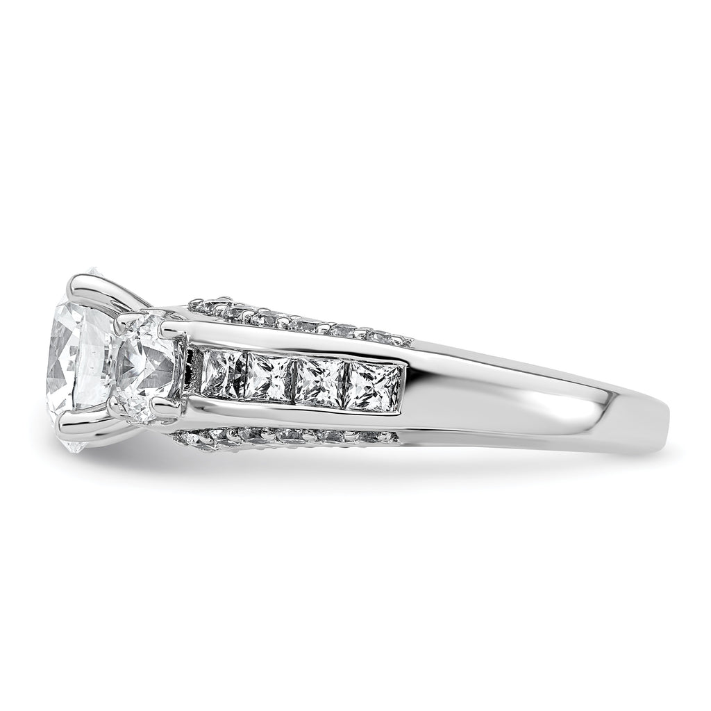 14k White Gold 3 3/4 carat Certified Lab Grown Diamond VS+ F+ Round Complete Three Stone Engagement Ring