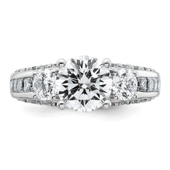 14k White Gold 3 3/4 carat Certified Lab Grown Diamond VS+ F+ Round Complete Three Stone Engagement Ring
