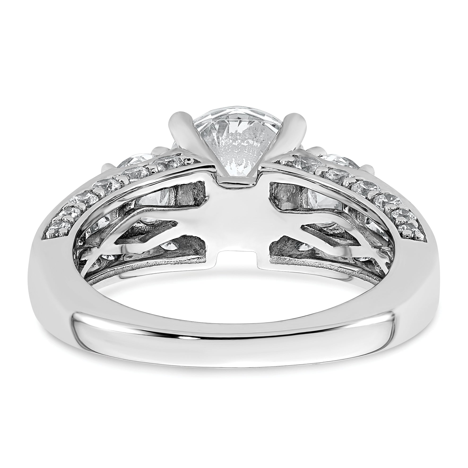 14k White Gold 3 3/4 carat Certified Lab Grown Diamond VS+ F+ Round Complete Three Stone Engagement Ring