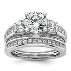 14k White Gold 3 3/4 carat Certified Lab Grown Diamond VS+ F+ Round Complete Three Stone Engagement Ring