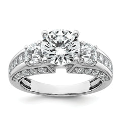 14k White Gold 3 3/4 carat Certified Lab Grown Diamond VS+ F+ Round Complete Three Stone Engagement Ring