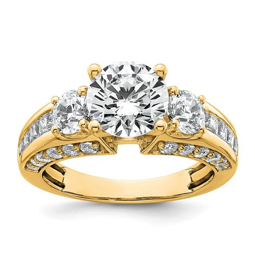 Round Three-Stone Lab-Grown Diamond Engagement Ring in 14K Yellow Gold (3 3/4 ct. tw.), Size 7 - Sophia Jewelers