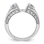 14k White Gold 1 3/4 carat Lab Grown Diamond VS+ F+ 2 carat Center Round Semi Mount Three Stone Engagement Ring