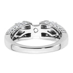 14k White Gold 1 3/4 carat Lab Grown Diamond VS+ F+ 2 carat Center Round Semi Mount Three Stone Engagement Ring