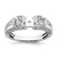 14k White Gold 1 3/4 carat Lab Grown Diamond VS+ F+ 2 carat Center Round Semi Mount Three Stone Engagement Ring