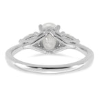 14k White Gold 1 3/8 carat Lab Grown Diamond VS+ F+ Oval and Pear Complete Three Stone Engagement Ring