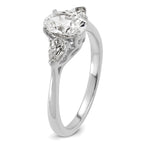 14k White Gold 1 3/8 carat Lab Grown Diamond VS+ F+ Oval and Pear Complete Three Stone Engagement Ring
