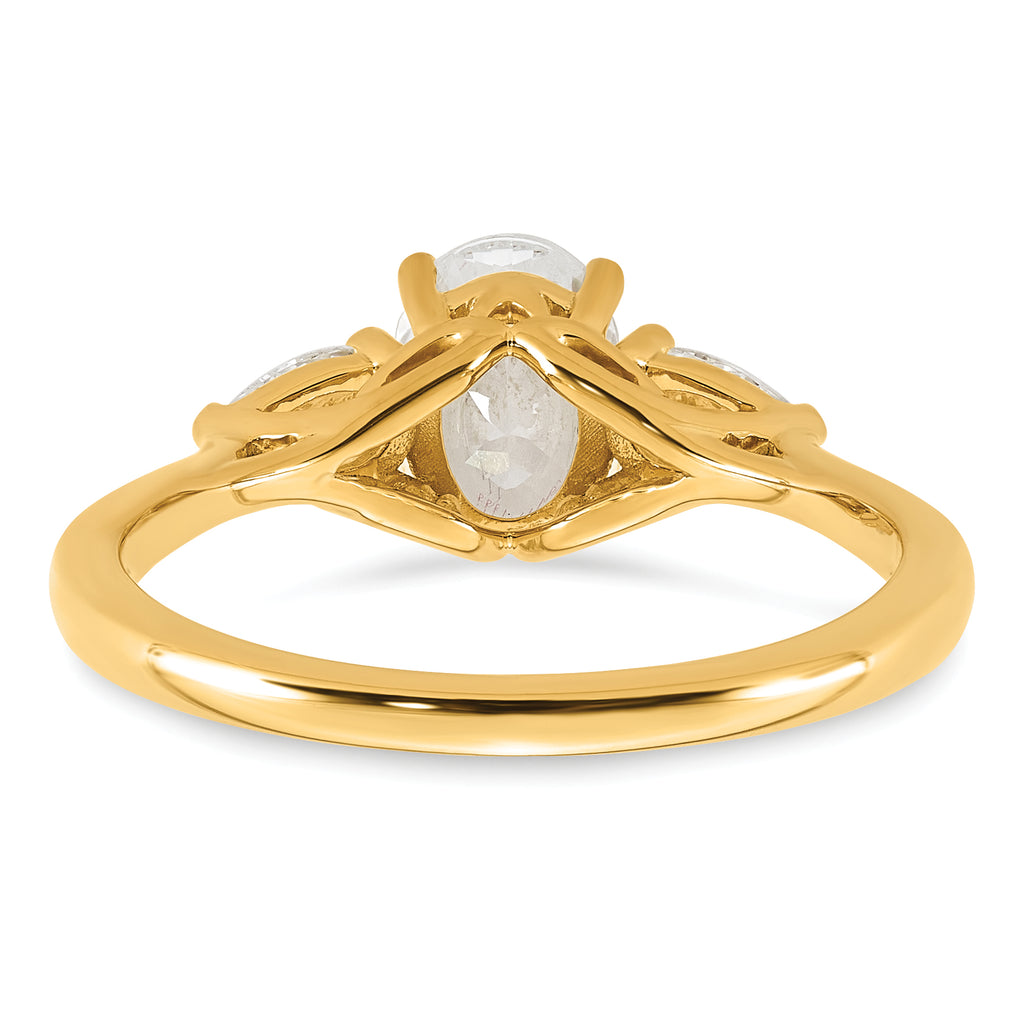 14k 1 3/8 carat Lab Grown Diamond VS+ F+ Oval and Pear Complete Three Stone Engagement Ring