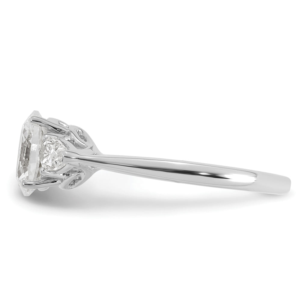 14k White Gold 1 3/8 carat Certified Lab Grown Diamond VS+ F+ Oval and Pear Complete Three Stone Engagement Ring