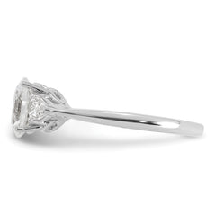 14k White Gold 1 3/8 carat Certified Lab Grown Diamond VS+ F+ Oval and Pear Complete Three Stone Engagement Ring