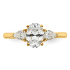 14k 1 3/8 carat Certified Lab Grown Diamond VS+ F+ Oval and Pear Complete Three Stone Engagement Ring