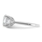 14k White Gold 1 7/8 carat Lab Grown Diamond VS+ F+ Oval and Pear Complete Three Stone Engagement Ring