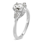 14k White Gold 1 7/8 carat Lab Grown Diamond VS+ F+ Oval and Pear Complete Three Stone Engagement Ring