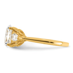 14k 1 7/8 carat Lab Grown Diamond VS+ F+ Oval and Pear Complete Three Stone Engagement Ring