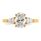 14k 1 7/8 carat Lab Grown Diamond VS+ F+ Oval and Pear Complete Three Stone Engagement Ring