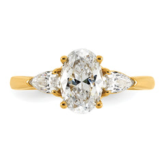 14k 1 7/8 carat Lab Grown Diamond VS+ F+ Oval and Pear Complete Three Stone Engagement Ring