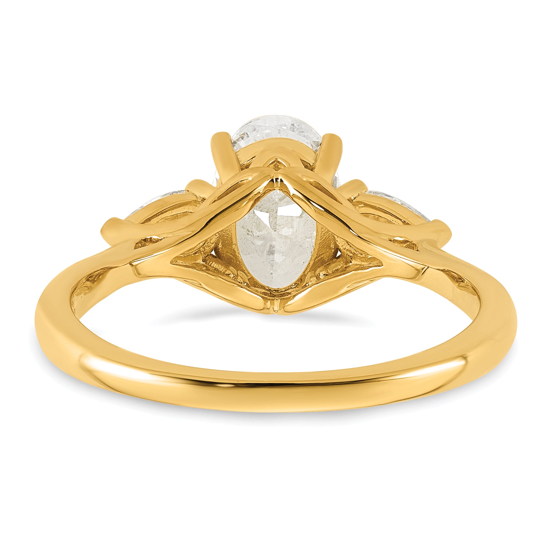 14k 1 7/8 carat Lab Grown Diamond VS+ F+ Oval and Pear Complete Three Stone Engagement Ring