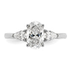 14k White Gold 1 7/8 carat Certified Lab Grown Diamond VS+ F+ Oval and Pear Complete Three Stone Engagement Ring