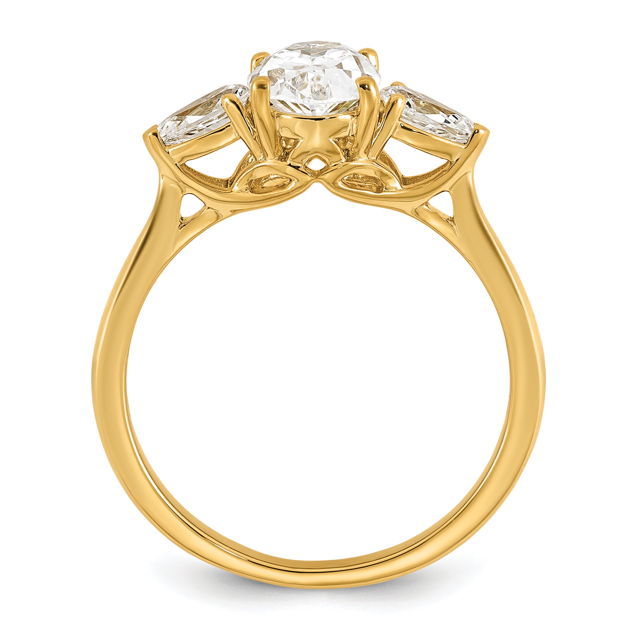 14k 1 7/8 carat Certified Lab Grown Diamond VS+ F+ Oval and Pear Complete Three Stone Engagement Ring Secondary image