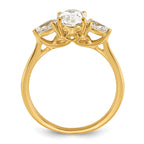 14k 1 7/8 carat Certified Lab Grown Diamond VS+ F+ Oval and Pear Complete Three Stone Engagement Ring