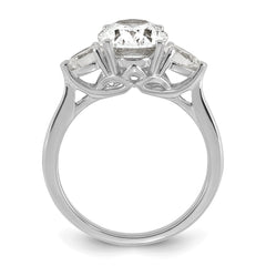 14k White Gold 2 1/2 carat Lab Grown Diamond VS+ F+ Oval and Pear Complete Three Stone Engagement Ring