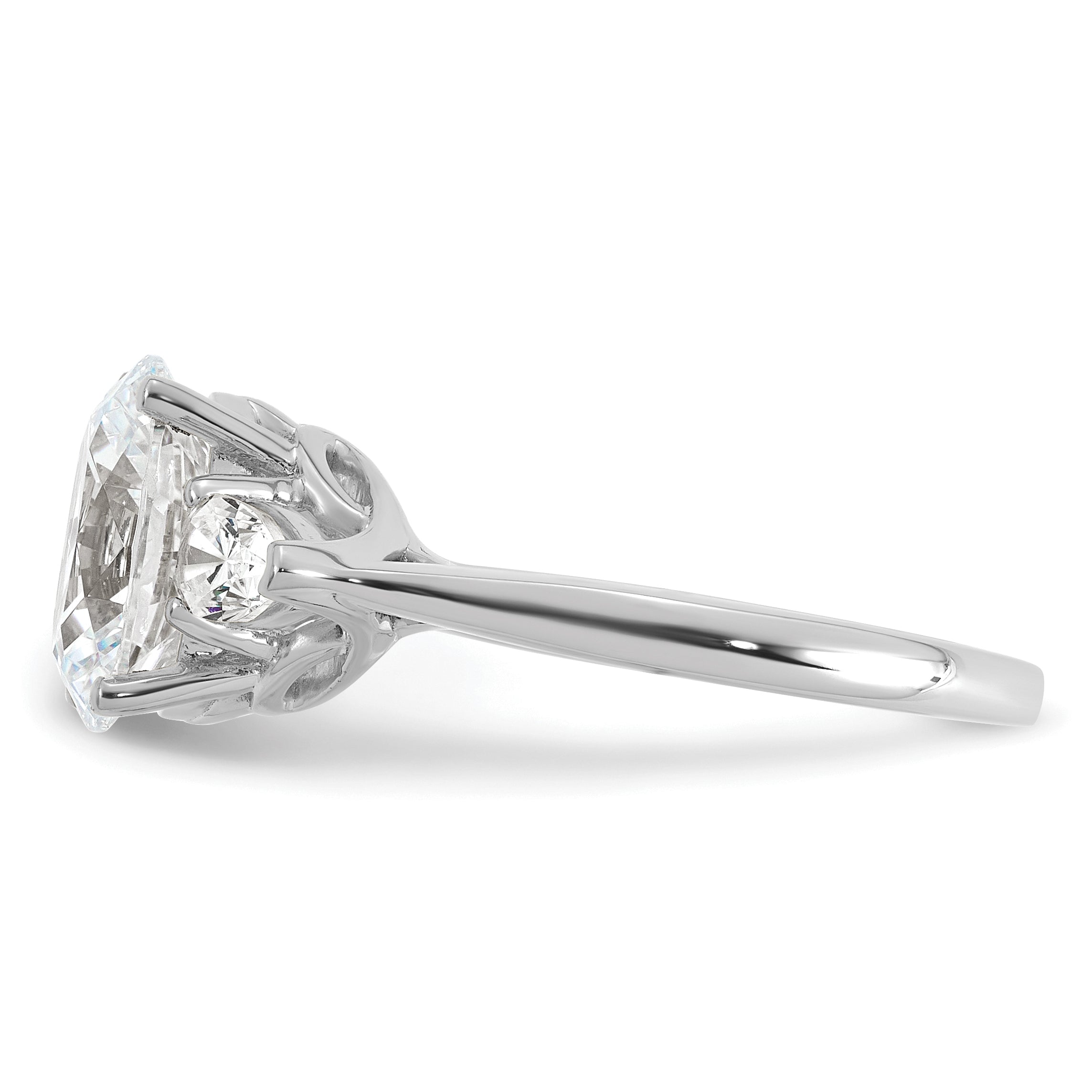 14k White Gold 2 1/2 carat Lab Grown Diamond VS+ F+ Oval and Pear Complete Three Stone Engagement Ring