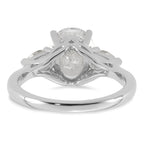 14k White Gold 2 1/2 carat Lab Grown Diamond VS+ F+ Oval and Pear Complete Three Stone Engagement Ring