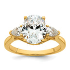 14k 2 1/2 carat Lab Grown Diamond VS+ F+ Oval and Pear Complete Three Stone Engagement Ring