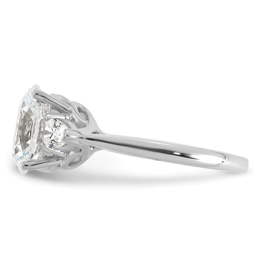 14k White Gold 2 1/2 carat Certified Lab Grown Diamond VS+ F+ Oval and Pear Complete Three Stone Engagement Ring
