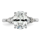 14k White Gold 2 1/2 carat Certified Lab Grown Diamond VS+ F+ Oval and Pear Complete Three Stone Engagement Ring