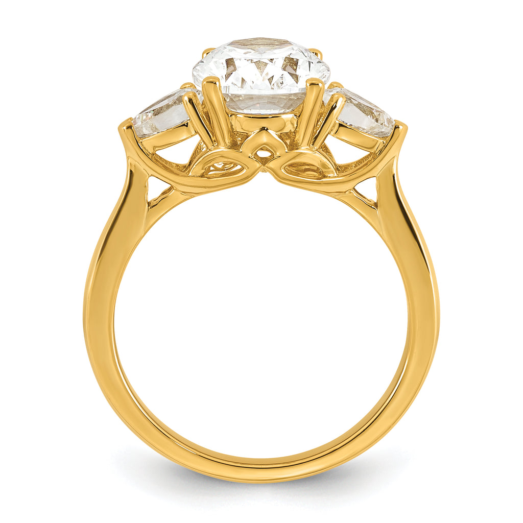 14k 2 1/2 carat Certified Lab Grown Diamond VS+ F+ Oval and Pear Complete Three Stone Engagement Ring
