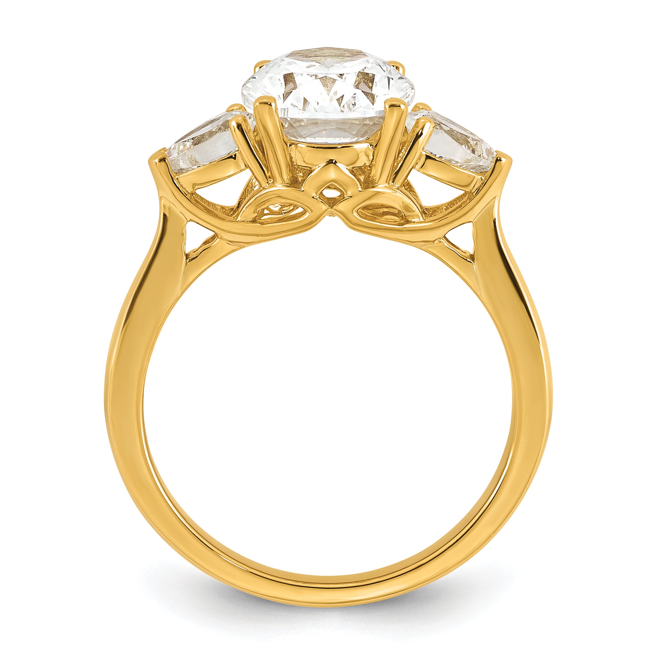 14k 2 1/2 carat Certified Lab Grown Diamond VS+ F+ Oval and Pear Complete Three Stone Engagement Ring