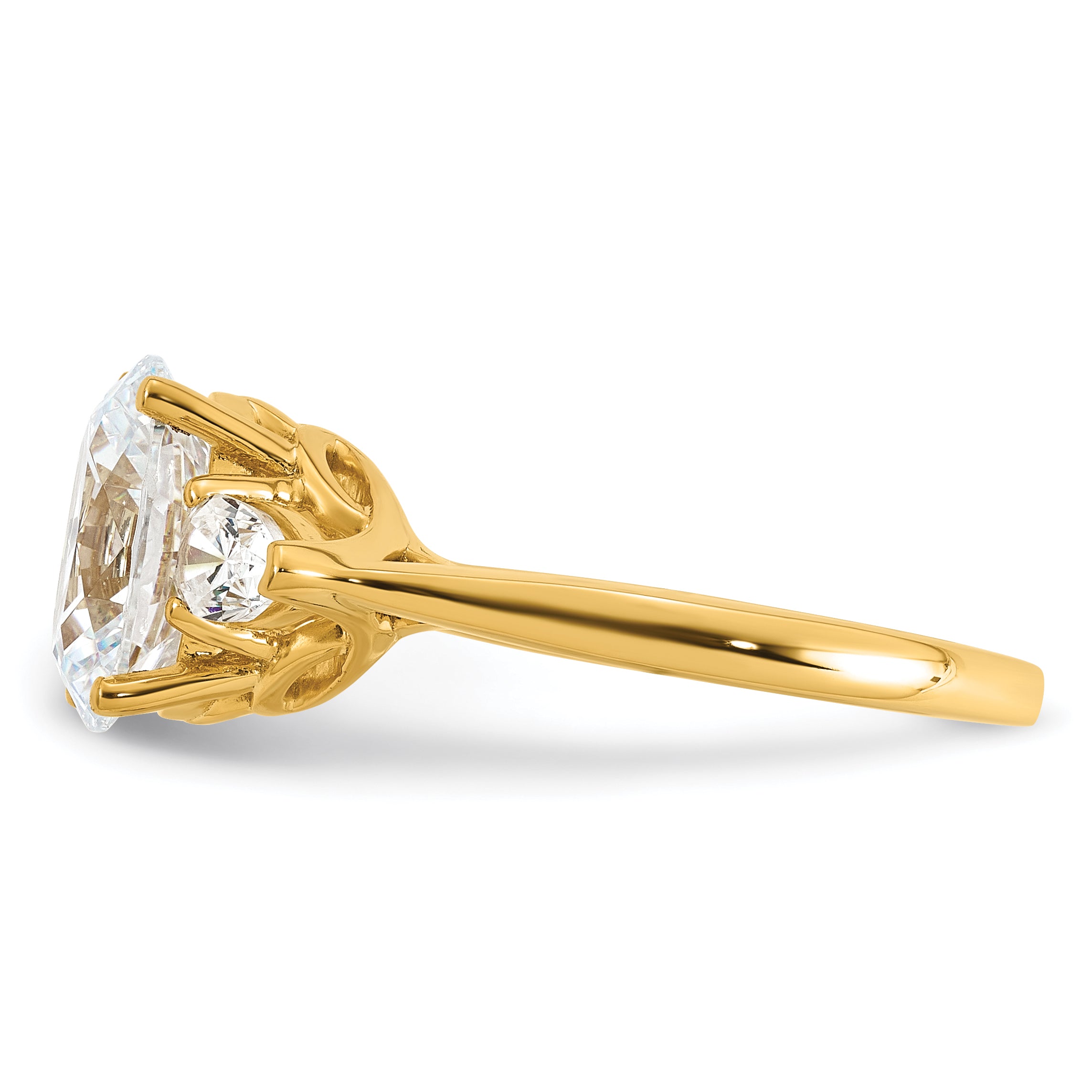 14k 2 1/2 carat Certified Lab Grown Diamond VS+ F+ Oval and Pear Complete Three Stone Engagement Ring