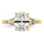 14k 2 1/2 carat Certified Lab Grown Diamond VS+ F+ Oval and Pear Complete Three Stone Engagement Ring