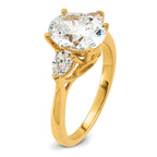 14k 2 1/2 carat Certified Lab Grown Diamond VS+ F+ Oval and Pear Complete Three Stone Engagement Ring