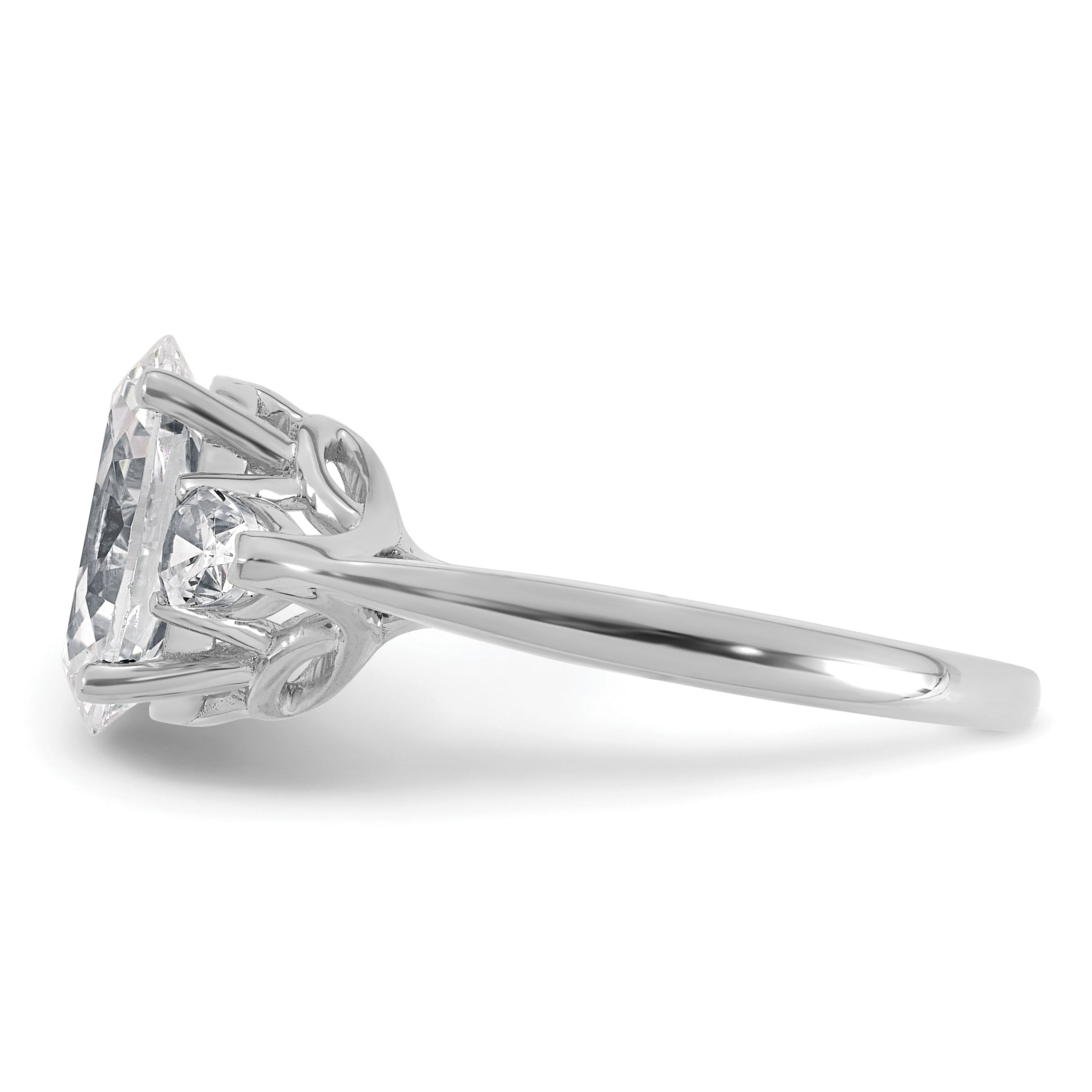 14k White Gold 3 carat Lab Grown Diamond VS+ F+ Oval and Pear Complete Three Stone Engagement Ring