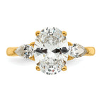 14k 3 carat Lab Grown Diamond VS+ F+ Oval and Pear Complete Three Stone Engagement Ring