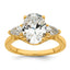 14k 3 carat Lab Grown Diamond VS+ F+ Oval and Pear Complete Three Stone Engagement Ring