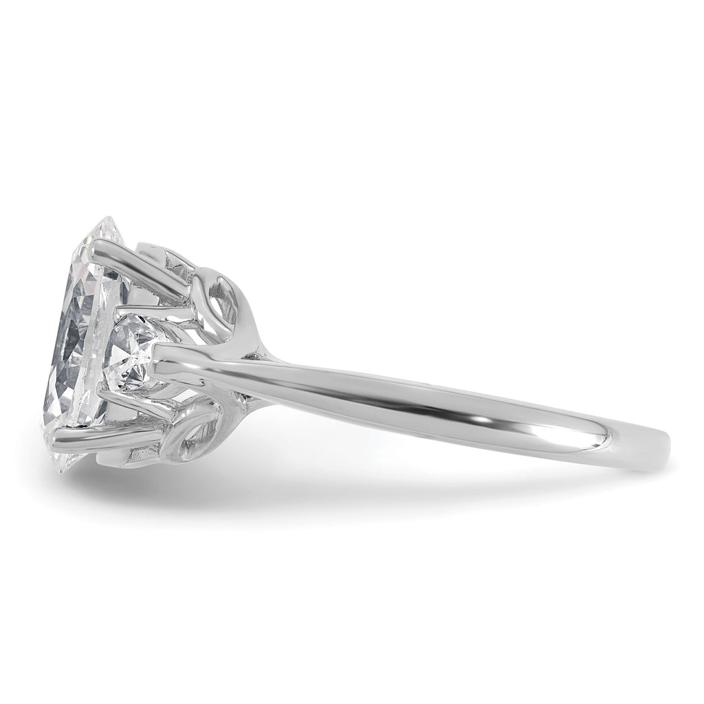 14k White Gold 3 carat Certified Lab Grown Diamond VS+ F+ Oval and Pear Complete Three Stone Engagement Ring