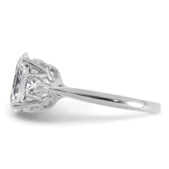 14k White Gold 3 carat Certified Lab Grown Diamond VS+ F+ Oval and Pear Complete Three Stone Engagement Ring