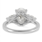 14k White Gold 3 carat Certified Lab Grown Diamond VS+ F+ Oval and Pear Complete Three Stone Engagement Ring