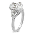 14k White Gold 3 carat Certified Lab Grown Diamond VS+ F+ Oval and Pear Complete Three Stone Engagement Ring