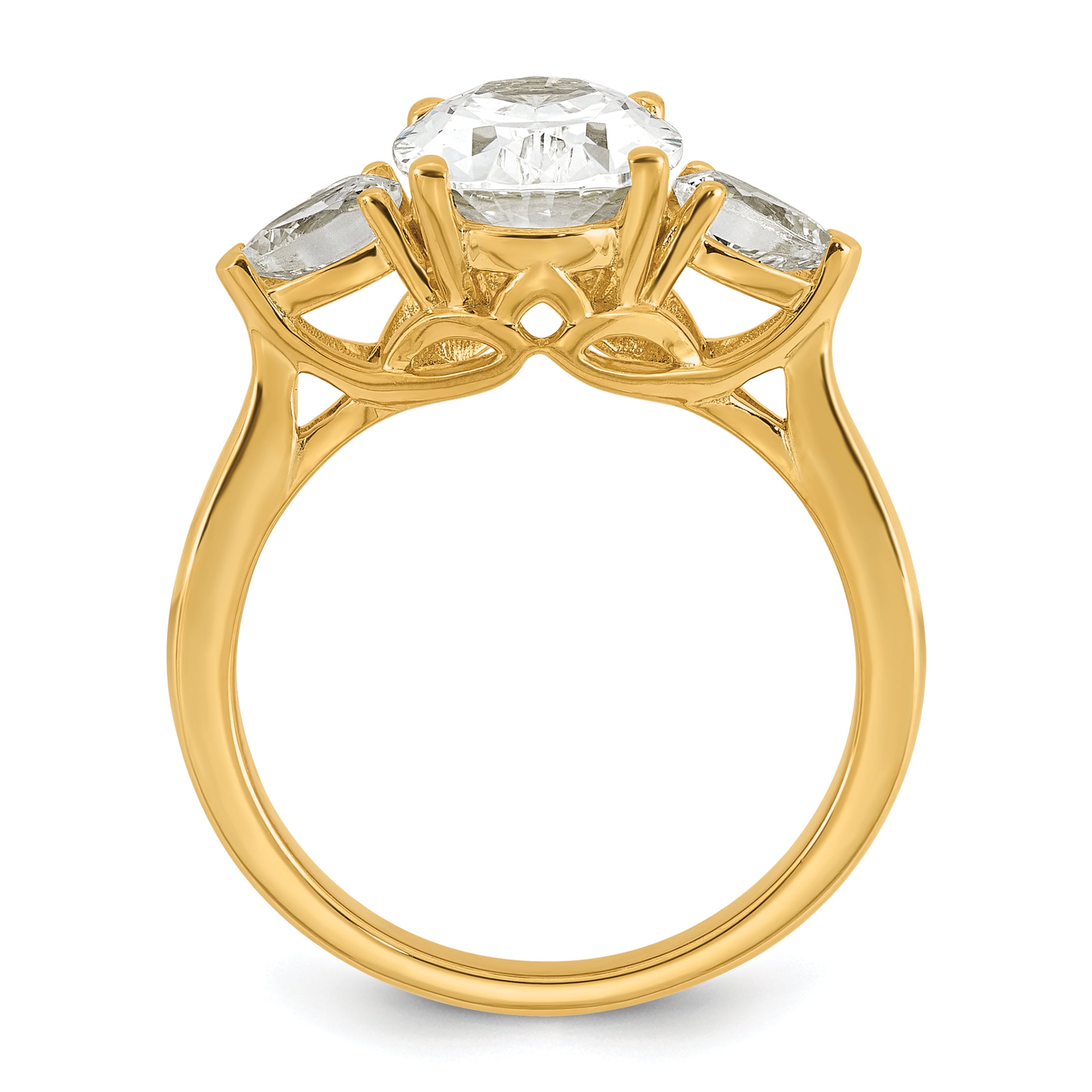 14k 3 carat Certified Lab Grown Diamond VS+ F+ Oval and Pear Complete Three Stone Engagement Ring
