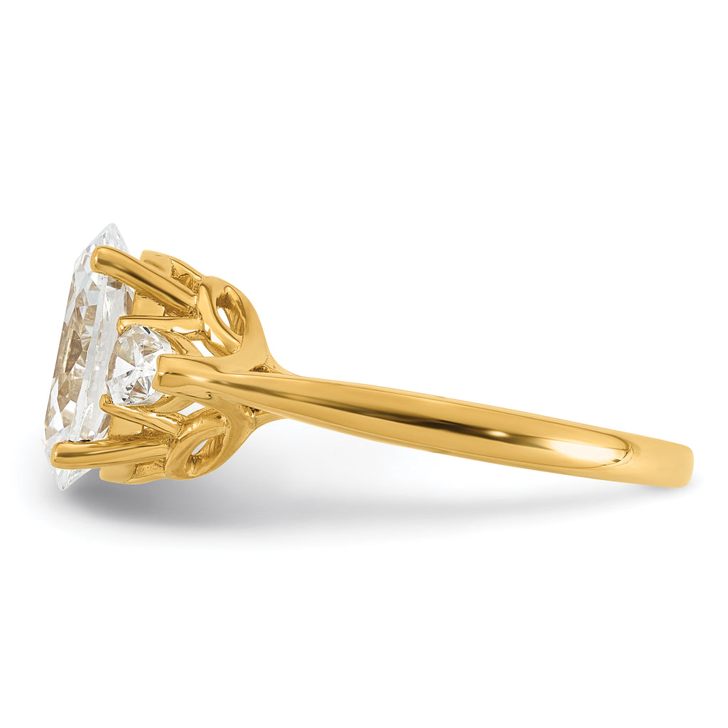 14k 3 carat Certified Lab Grown Diamond VS+ F+ Oval and Pear Complete Three Stone Engagement Ring