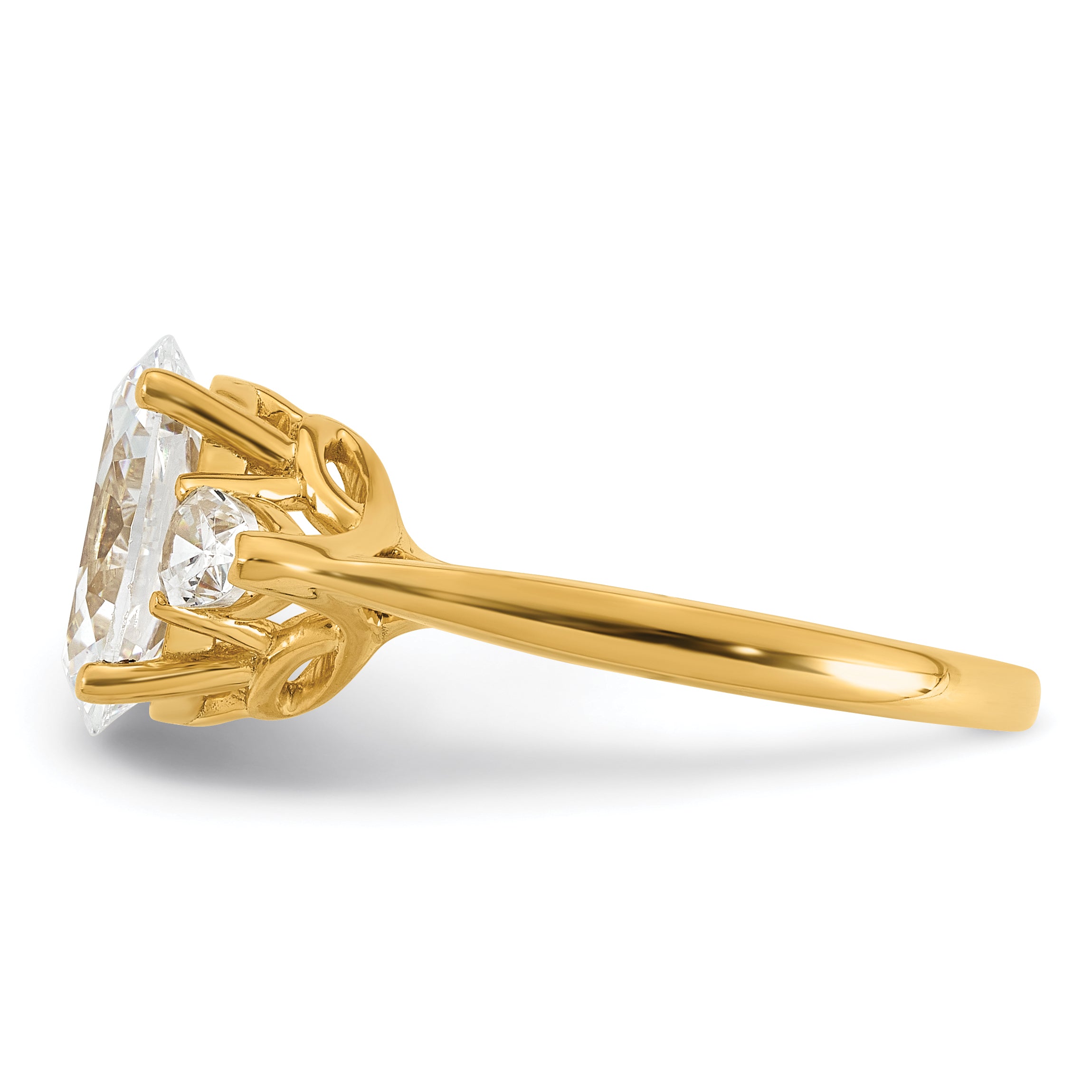 14k 3 carat Certified Lab Grown Diamond VS+ F+ Oval and Pear Complete Three Stone Engagement Ring