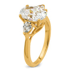 14k 3 carat Certified Lab Grown Diamond VS+ F+ Oval and Pear Complete Three Stone Engagement Ring