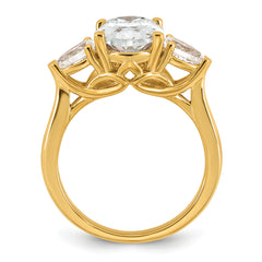 14k 3 5/8 carat Lab Grown Diamond VS+ F+ Oval and Pear Complete Three Stone Engagement Ring